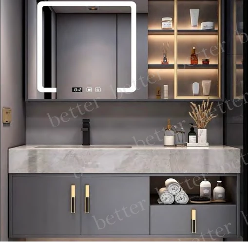 Vanité de salle de bain à double bois